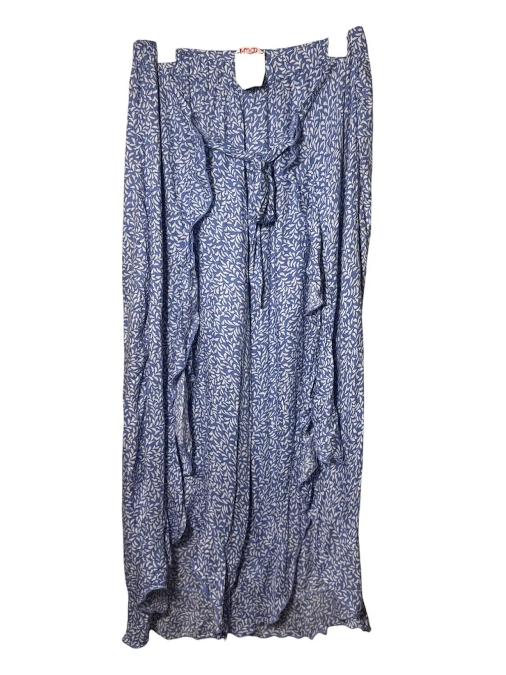 NWT Kiwi & Punch blue and white leaf print ruffled slit pants size m